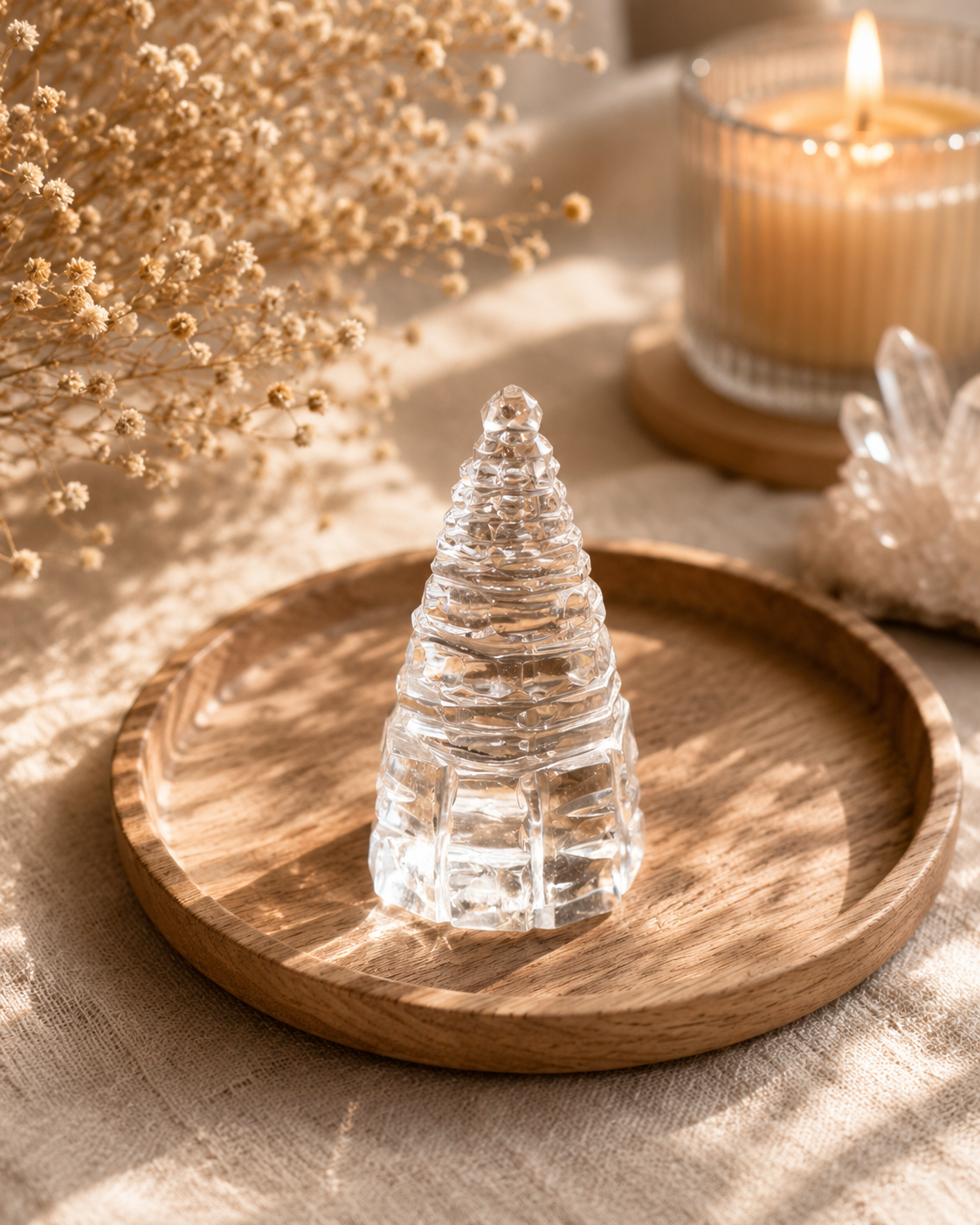 Premium Clear quartz Shriyantra(1 inch approx)