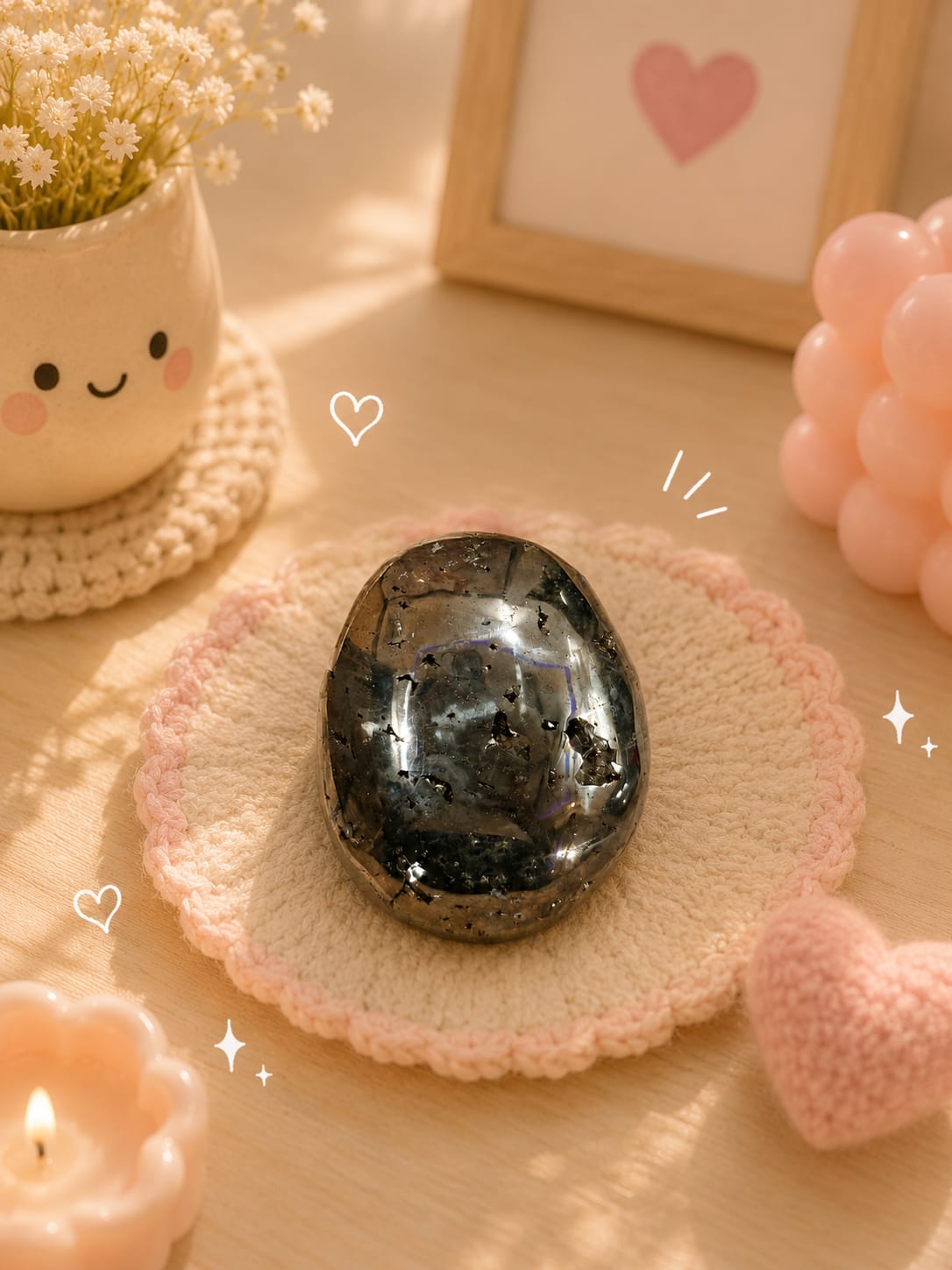 natural premium pyrite palm stone