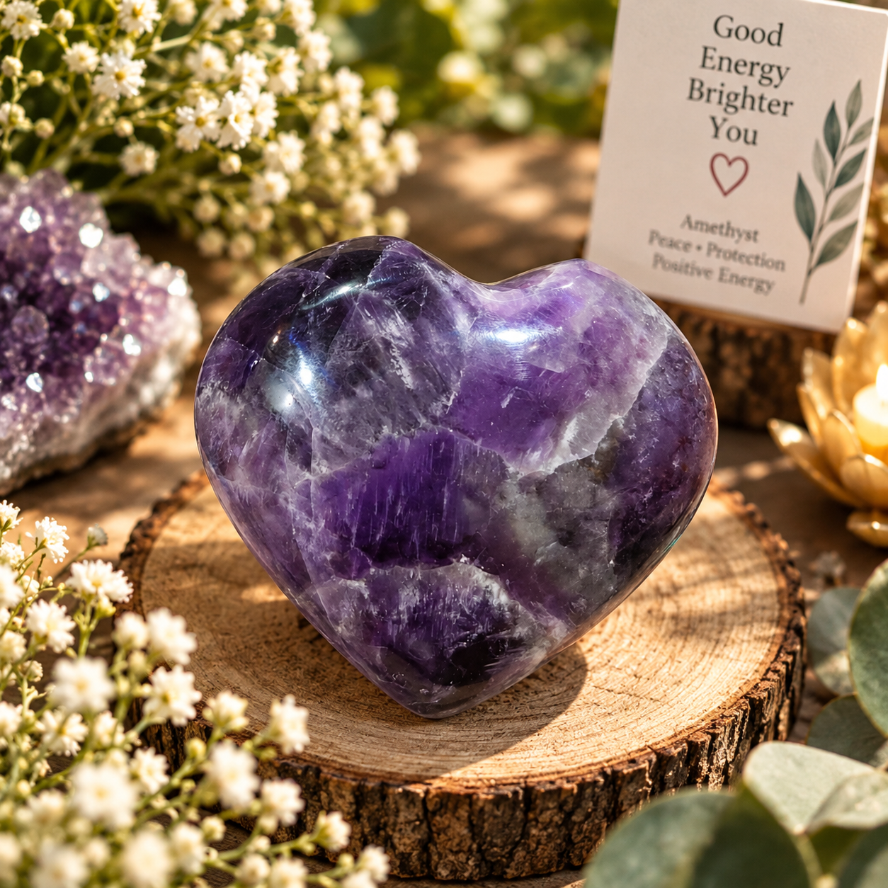 Amethyst Heart Crystal – Approx. 85g | Love, Peace & Positive Energy ✨