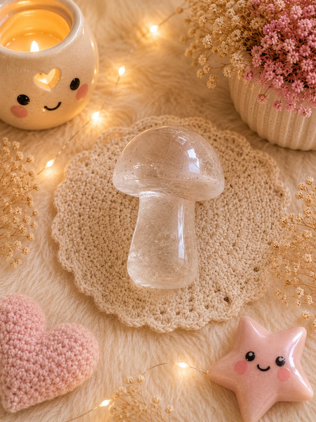 mini clear quartz mushroom