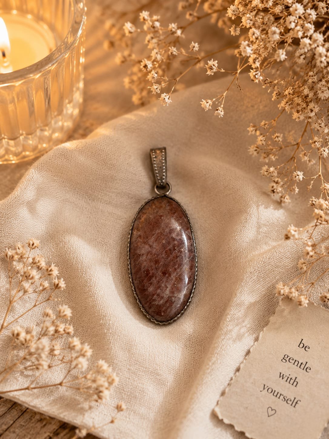 sunstone oval pendant