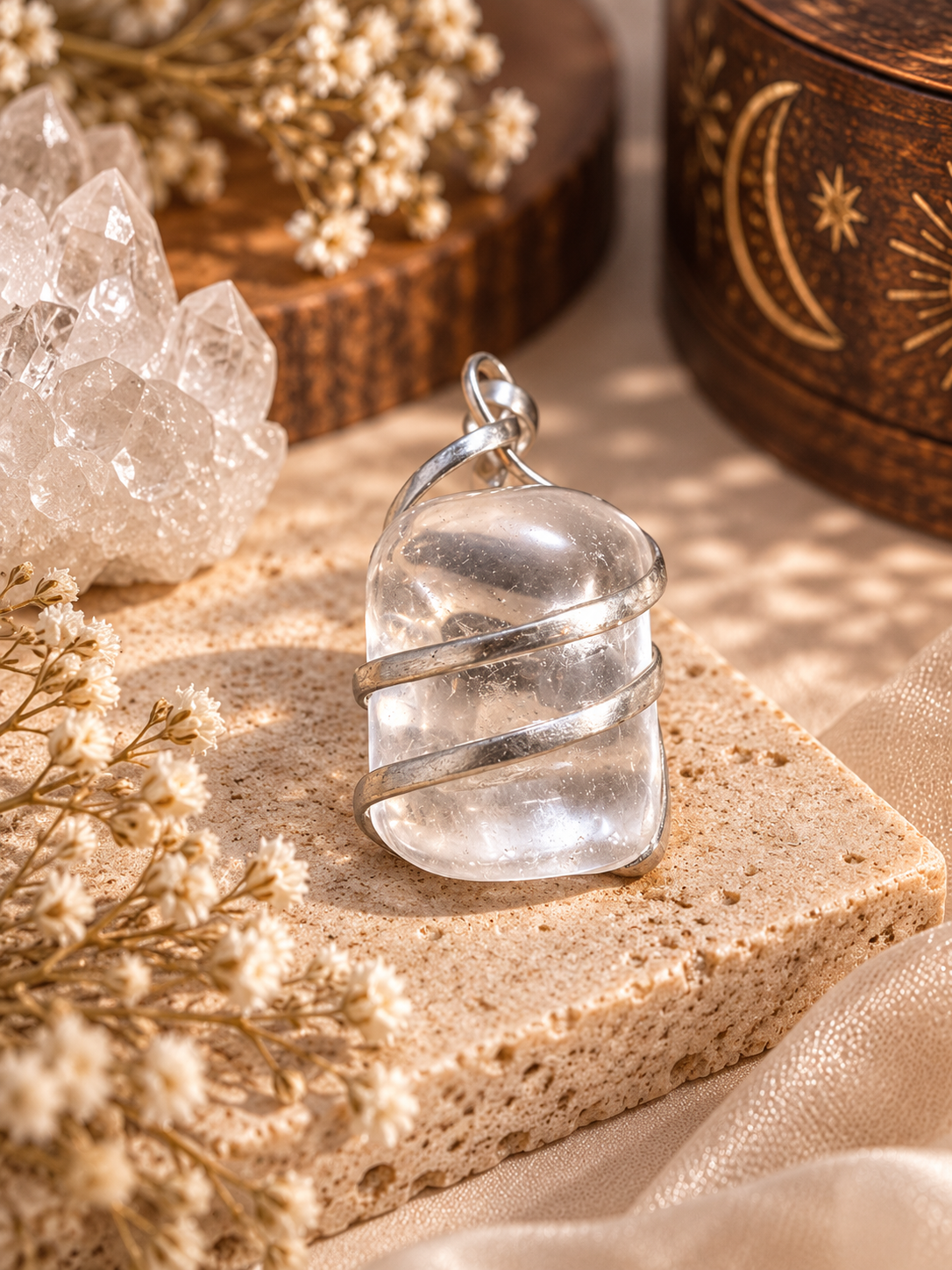 Clear quartz pendant