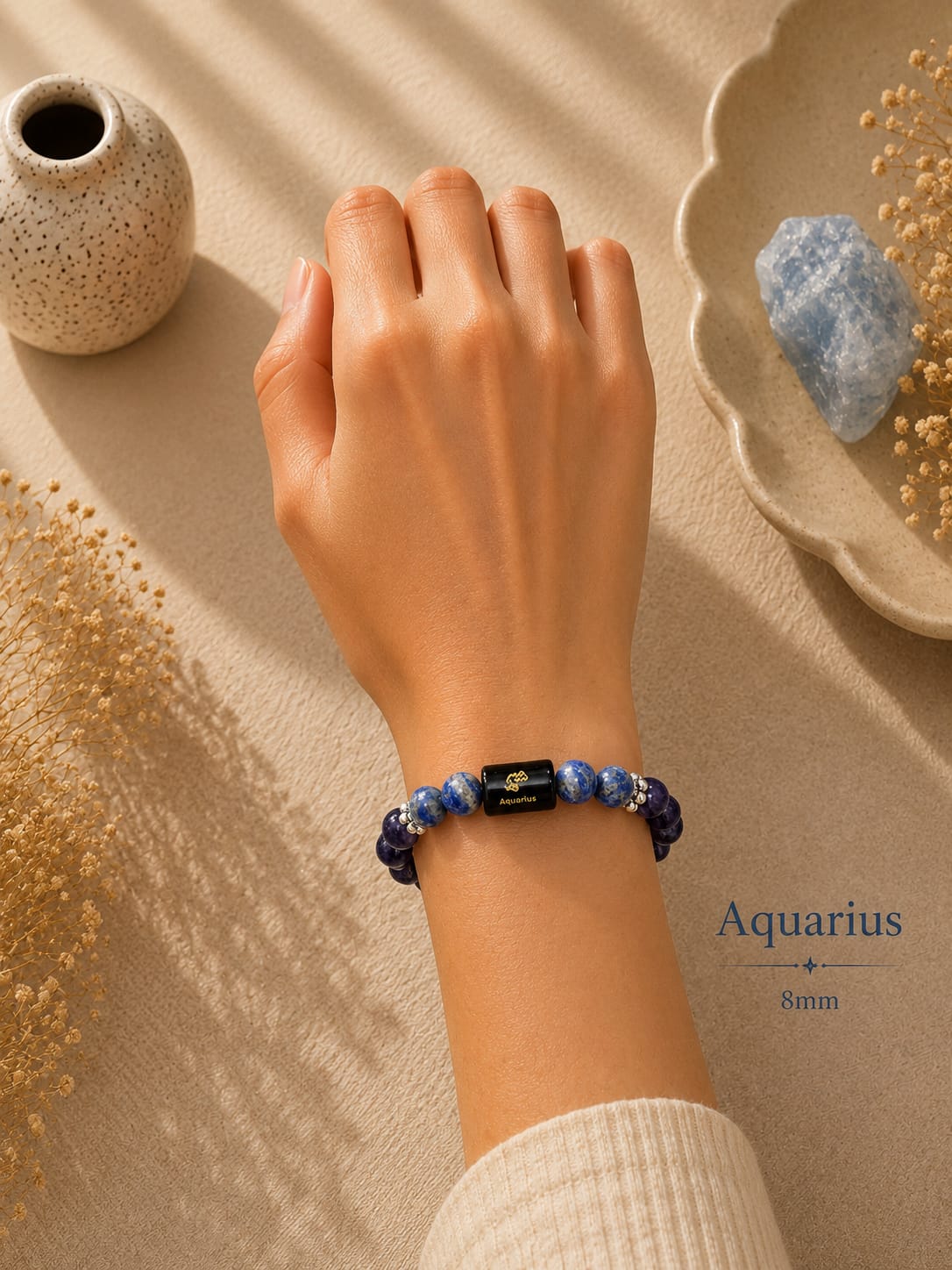 Aquaries Zodiac Bracelet (कुंभ राशि) 8mm