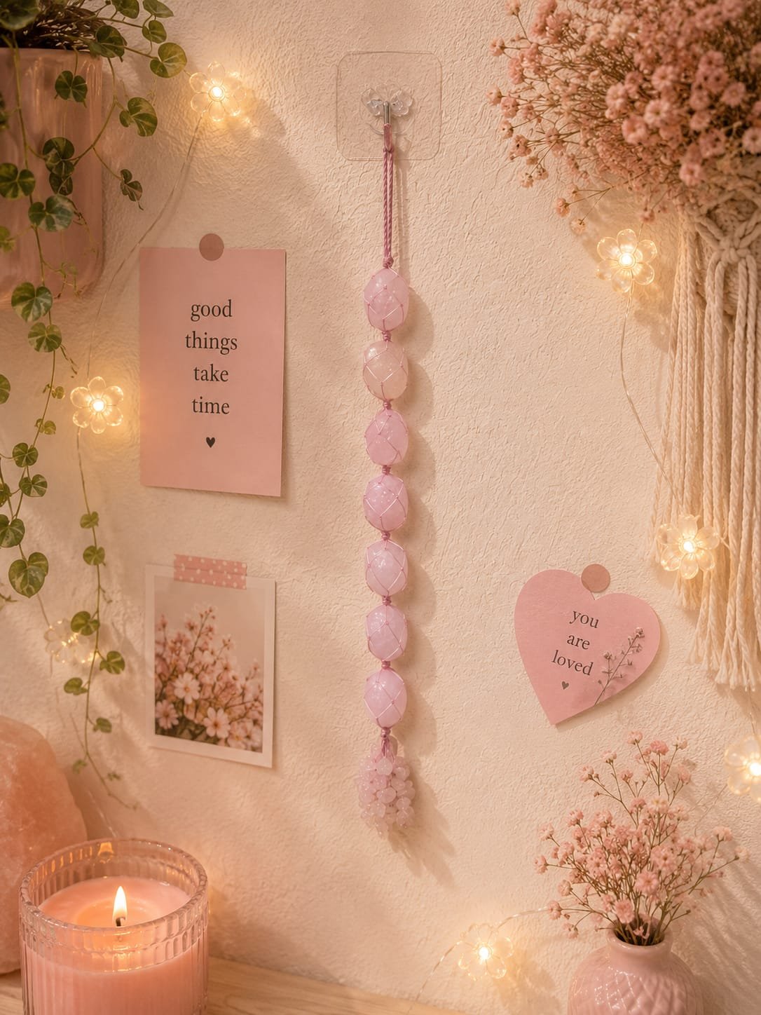 premium rose quartz hanger