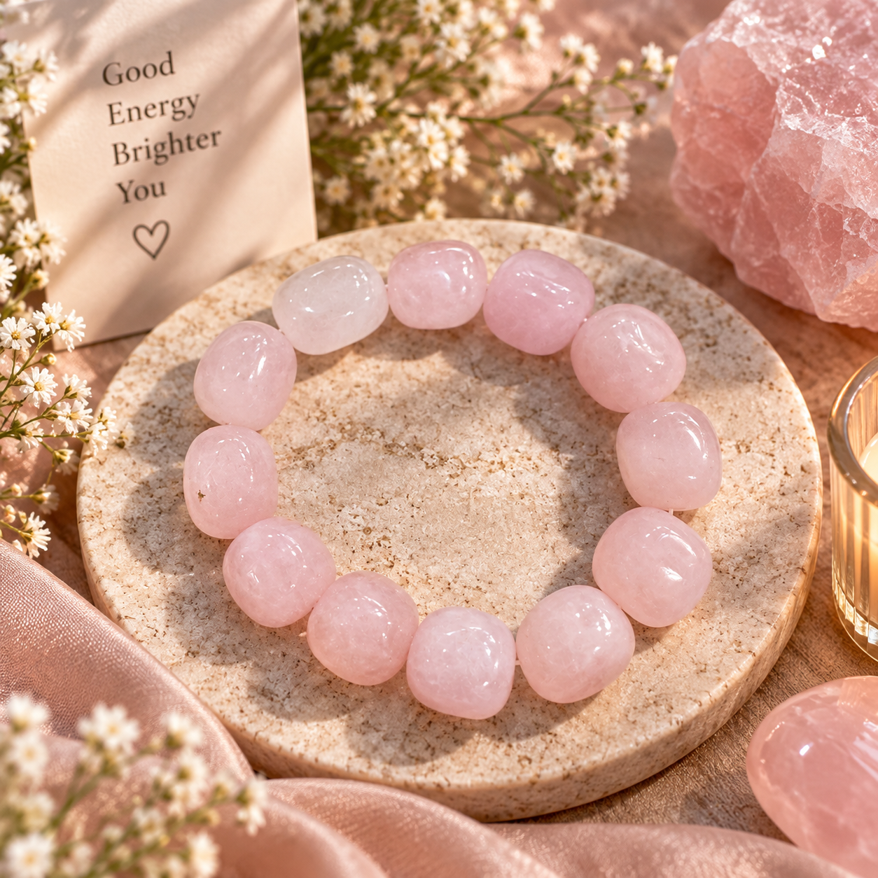 Premium rose quartz tumble bracelet