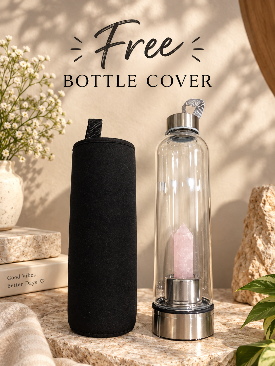 Rose quartz bottle