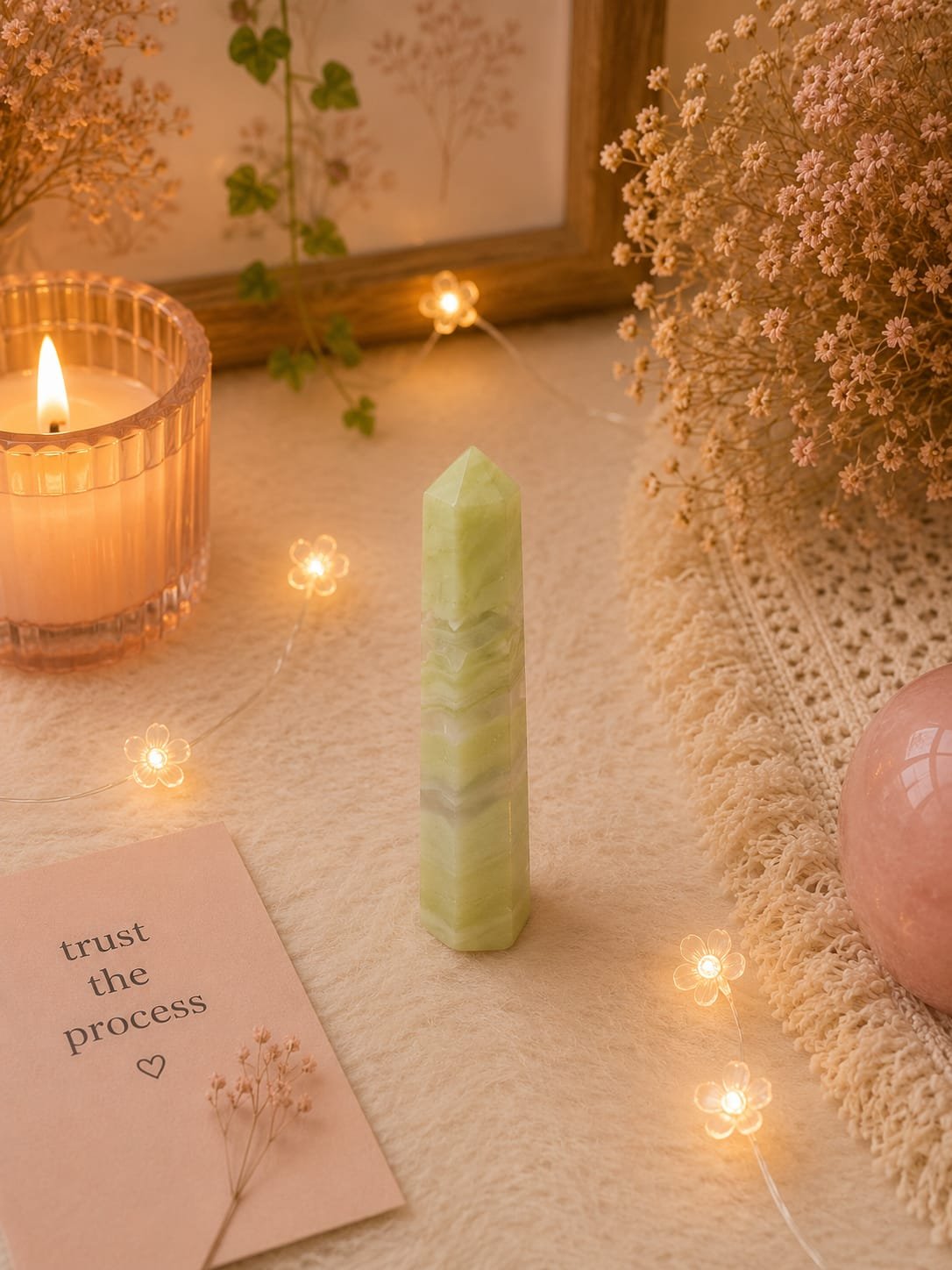 green calcite pencil (1 to 2 inch approx)