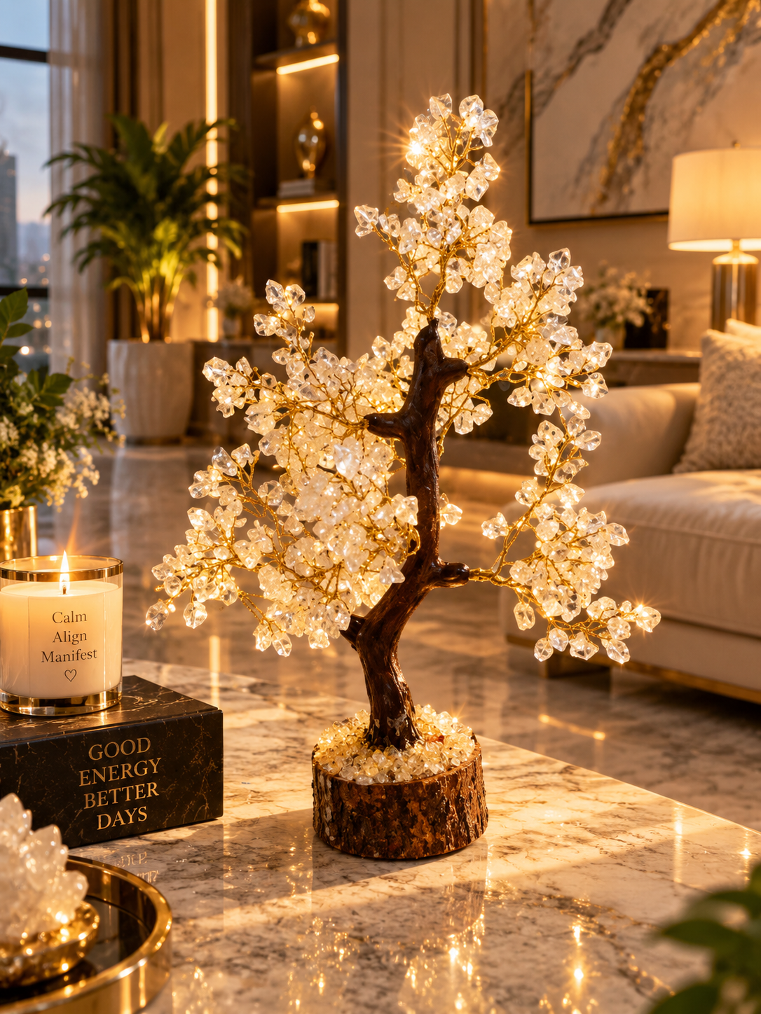 clear quartz tree (250 beads )