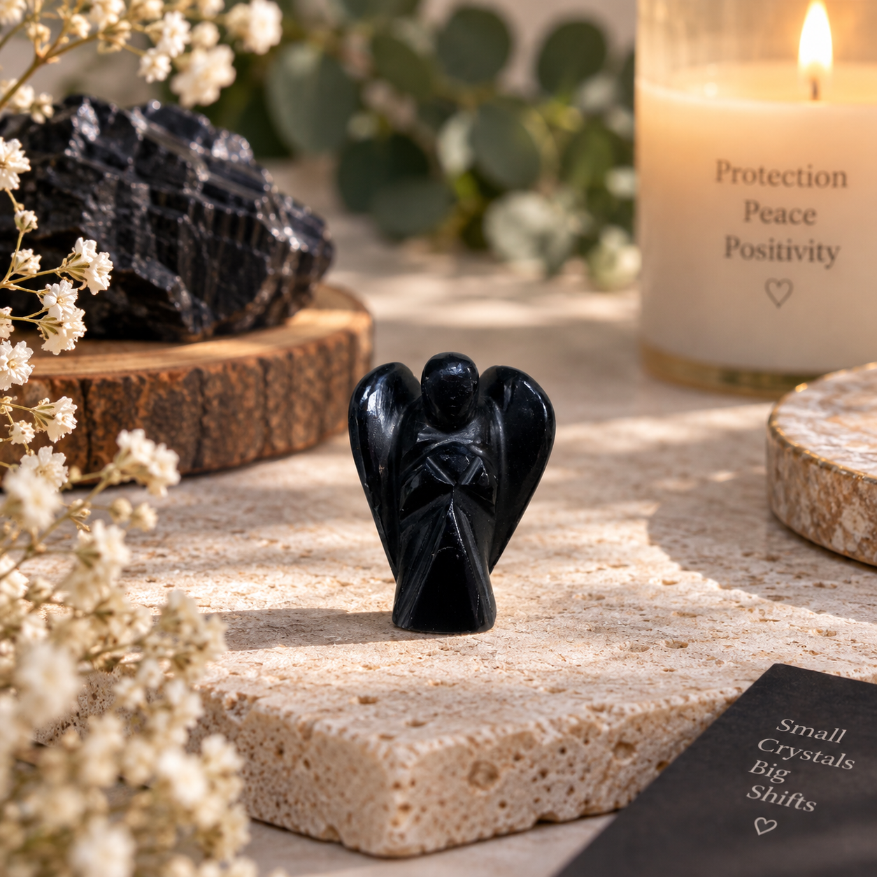 Black tourmaline angel 1 inch